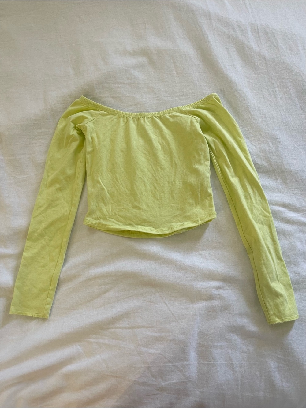 Urban outfitters lime green off shoulder  crop top